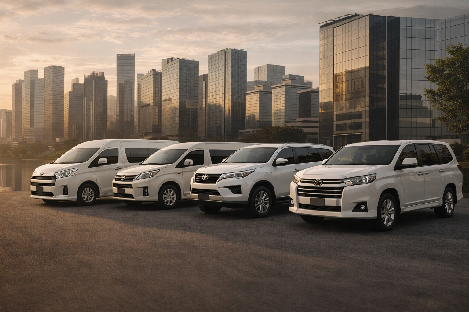 CRTI fleet lineup in a business district